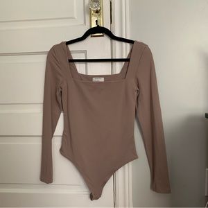 Contour Squareneck Longsleeve Bodysuit with thong-cut bottom